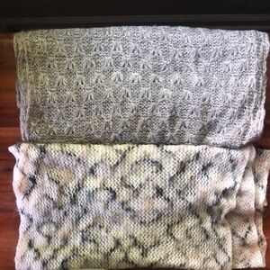 2 Grey/Beige Knit Infinity Scarves